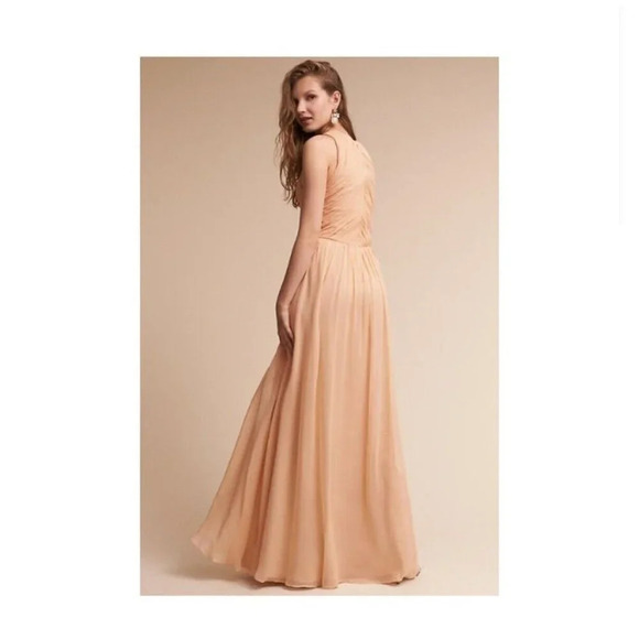 Anthropologie BHLDN Aurelie Light  Blush Pink Silk Gown 8 - Picture 2 of 10